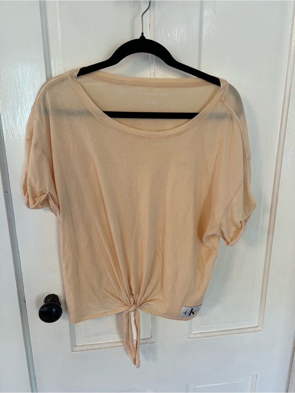 Calvin Klein Peach Tie-Front Short Sleeve Tee
